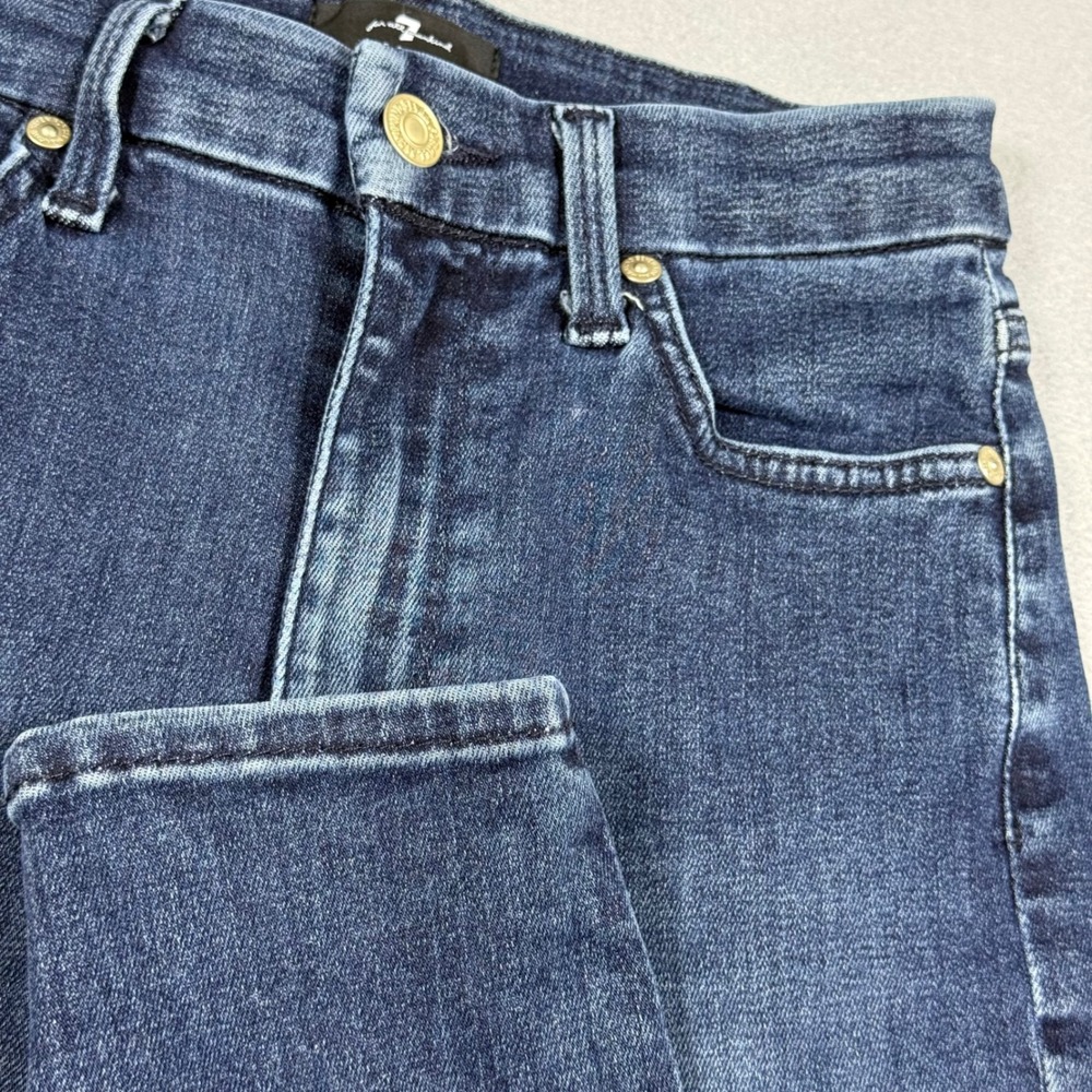 7 For All Mankind Womens High Waisted Skinny Jeans Dark Wash Blue Denim 25
